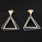 Pink Blue Crystal Personality Geometric Triangle Simulated Pearl Stud Earrings Jewelry SY157