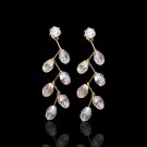 White Black Sparkling Leaves Branches Drop Earrings Clear Women Engagement Jewelry SY158