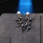 White Black Sparkling Leaves Branches Drop Earrings Clear Women Engagement Jewelry SY158