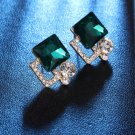 Green White Classic Pendientes Mujer Geometric Crystal Drop Earrings For Women Jewelry Elegant SY159