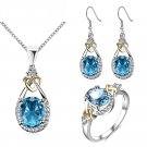 Mother's Day Pendant Necklace Drop Earrings Ring Water Drop Of the Ocean Fashion Jewelry Sets SY176A