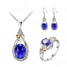 Mother's Day Pendant Necklace Drop Earrings Ring Water Drop Of the Ocean Fashion Jewelry Sets SY176C