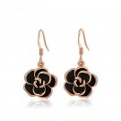 Fashion Jewelry Rose Gold Color Black Drop the Oil Earrings Body Jewelry Flower SY177