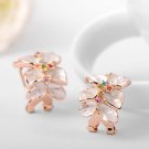 Women Austrian Crystal Stud Earrings Enamel Gardenia Flower Earring Trendy Brincos Wedding SY179