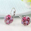 fashion women Cube earring Chrismas/Birthday gift gold-Color clear Austrian crystal SY183