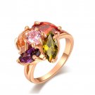 Luxury Multi Color Brilliant Cut Stone Crystal Rings Forever Rose Gold Color Big Wedding SY187