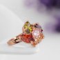 Luxury Multi Color Brilliant Cut Stone Crystal Rings Forever Rose Gold Color Big Wedding SY187