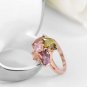 Luxury Multi Color Brilliant Cut Stone Crystal Rings Forever Rose Gold Color Big Wedding SY187