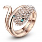 Classic Crystal Zirconia Rose Gold Color Snake Ring Women Party Wedding Finger Rings SY191