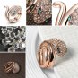 Classic Crystal Zirconia Rose Gold Color Snake Ring Women Party Wedding Finger Rings SY191