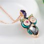 Fashion multicolor Owl Necklace with Austrian Crystal Gold-color Women Jewelry SY194