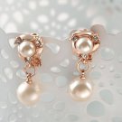 Women Earrings Delicate Rose Gold Color Pearl Stud For Brincos Wedding Earrings Romantic SY196