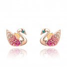 Cute Crystal Swan Earrings Gold Small Stud Earrings Children Pendientes Girls Earings Animal SY197