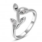 Rhinestone Leaves anel finger rings for women wedding and party silver anillos fine jewelry SY203