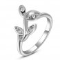Rhinestone Leaves anel finger rings for women wedding and party silver anillos fine jewelry SY203