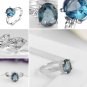 Rings For women wedding party anel rings bride jewelry silver rings Large Blue Crystal SY207