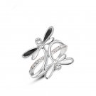 Christmas/Birthday Gift Rings for women silver jewelry christmas gift Crystal dragonfly rings SY212