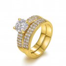 Women Elegant Gold Color Crystal Zirconia Ring Sets Luxury Womens Party Wedding Rings SY214
