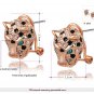 Leopard Earrings for women and men punk style Pendientes Rose Gold animal Crystal pendant SY216