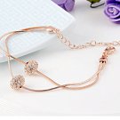 Charm Bracelets Bangles Rose Gold Color Elegant Crystal Beads Wedding Party Jewelry SY217