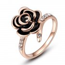 Rings Rose Gold rings Austrian Crystal Rings Black Rose Flower anel romantic finger rings SY219