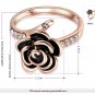 Rings Rose Gold rings Austrian Crystal Rings Black Rose Flower anel romantic finger rings SY219