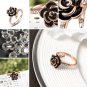 Rings Rose Gold rings Austrian Crystal Rings Black Rose Flower anel romantic finger rings SY219