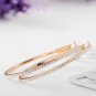 ose Gold Color High Polished Hoop Stud Earrings Paved Austrian Zirconia Party Drop Jewelry SY220