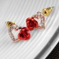 Excellent Jewelry Red Rose Heart Shape Gold Color Brincos Stud Earrings Women Ladies Gift SY228