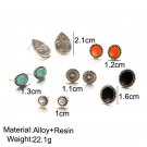6 Pairs Ear Nail Simple Alloy Triangle Oval Suit Combination Bolt Pierced Earrings Jewelry SY239