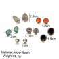 6 Pairs Ear Nail Simple Alloy Triangle Oval Suit Combination Bolt Pierced Earrings Jewelry SY239
