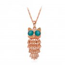 Fashion Woman Owl Ladies Cat Eye Stone Sweater Chain Elegant Cute Animal Necklace SY241C