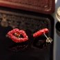 Romantic Stud Earrings Women Wedding Red Lip Print AAA CZ Stone Earring brinco Fashion Jewelry SY244