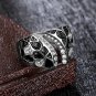 Punk Black Pattern Ring White Zircon Rings Bague Women Stainless Steel Colour Jewelry SY247