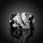 Punk Black Pattern Ring White Zircon Rings Bague Women Stainless Steel Colour Jewelry SY247