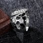 Punk Black Pattern Ring White Zircon Rings Bague Women Stainless Steel Colour Jewelry SY247