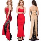 Sexy Women floor length Lace Dress Red Apricot Celebrity Evening Party Dress Prom Club SY254