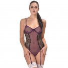 Women Midnight Plus Size Bodysuit See through Sexy Poetical Purple Erotic Teddy Lingerie SY290