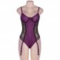 Women Midnight Plus Size Bodysuit See through Sexy Poetical Purple Erotic Teddy Lingerie SY290