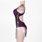 Women Midnight Plus Size Bodysuit See through Sexy Poetical Purple Erotic Teddy Lingerie SY290