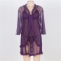 Sexy Woman Purple Black 3 pcs Lingerie Transparent Chiffon Lace Sleepwear Set SY294