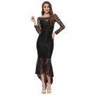 Maxi Lace Dress Vestidos Longos De Verao Mermaid Slash Neck Lace Robe Longue SY301