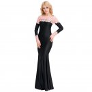 Women Evening Dress Long Sleeve Floor length Pink Lace Gown Red Lace Women Autumn Dress SY307