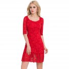New Backless Women Lace Dress Summer Pencil Hollow Out Half Sleeve O-neck Knee-Length Dress SY310