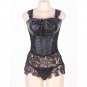Black lace plus size shapewear Corset G string faux leather dress high quality fitness corset SY323