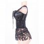 Black lace plus size shapewear Corset G string faux leather dress high quality fitness corset SY323
