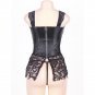 Black lace plus size shapewear Corset G string faux leather dress high quality fitness corset SY323