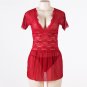 exotic plus size lingerie v-neck erotic sexy nightwear red lace sheer women sleepwear SY328