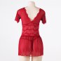 exotic plus size lingerie v-neck erotic sexy nightwear red lace sheer women sleepwear SY328