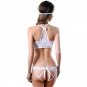 Black Strappy Lace Bra and Panty Set White Open Crotch Solid Fancy Costume Lingerie SY353